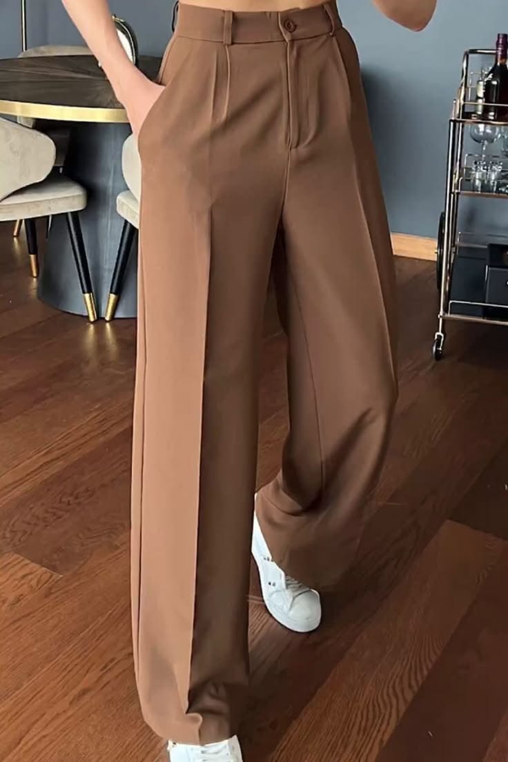 High-Waisted Wide-Leg Trousers